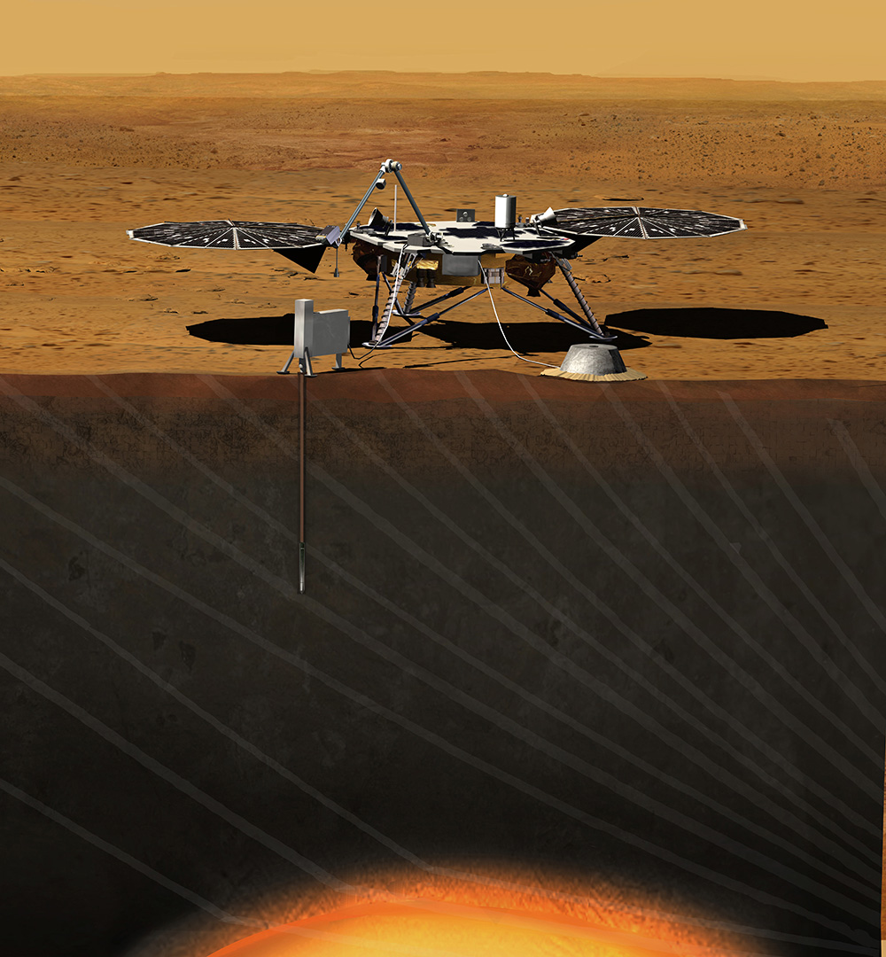 InSight sobre la superficie de Marte. NASA/JPL.