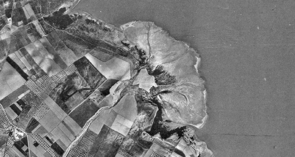 Imagen del delta del Barranco Fayona tomada en 1957 durante la ejecución del "vuelo americano".