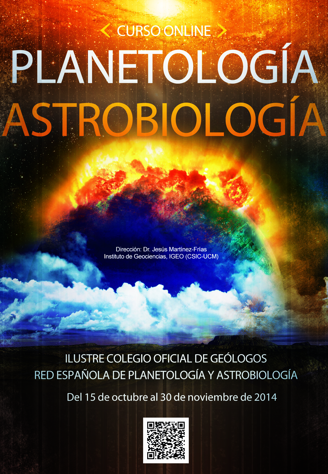 Cartel del I Curso online de Planetología y Astrobiología