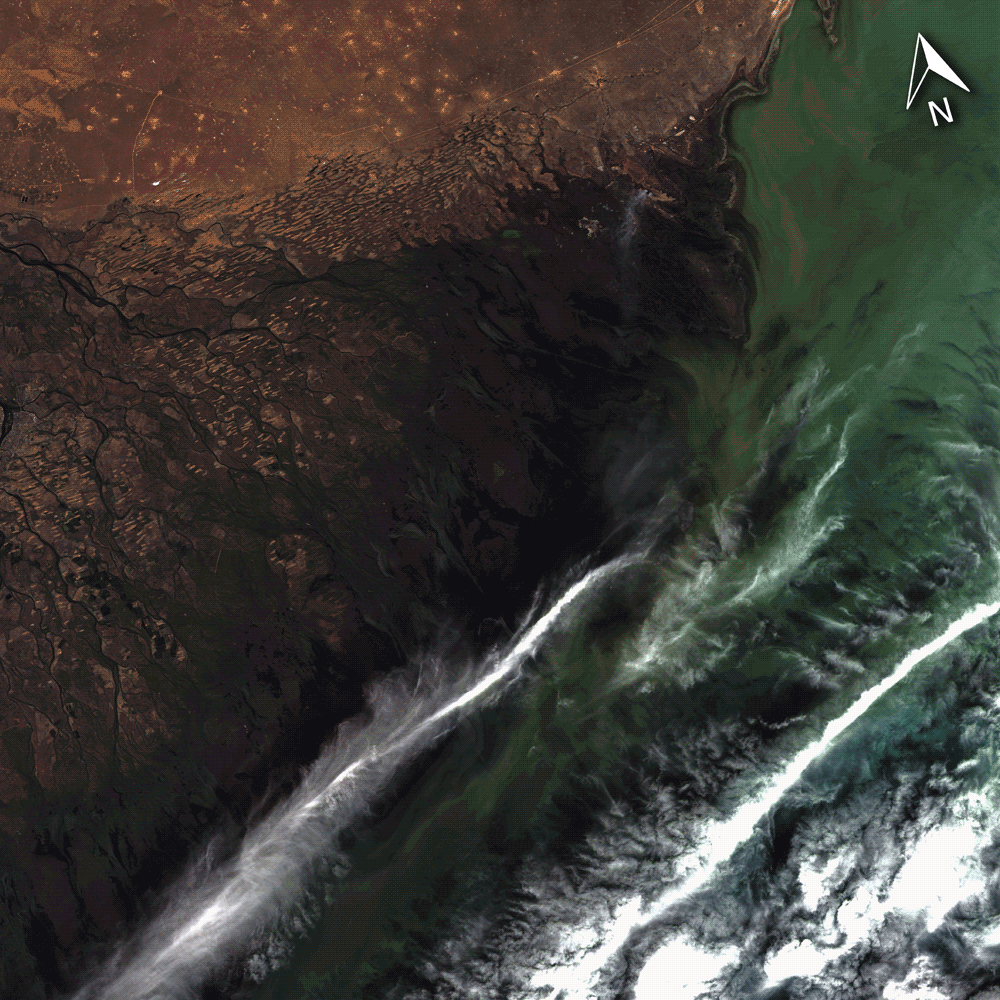 Y para concluir, ¿qué mejor que un antes y un después animado?. Landsat/NASA.