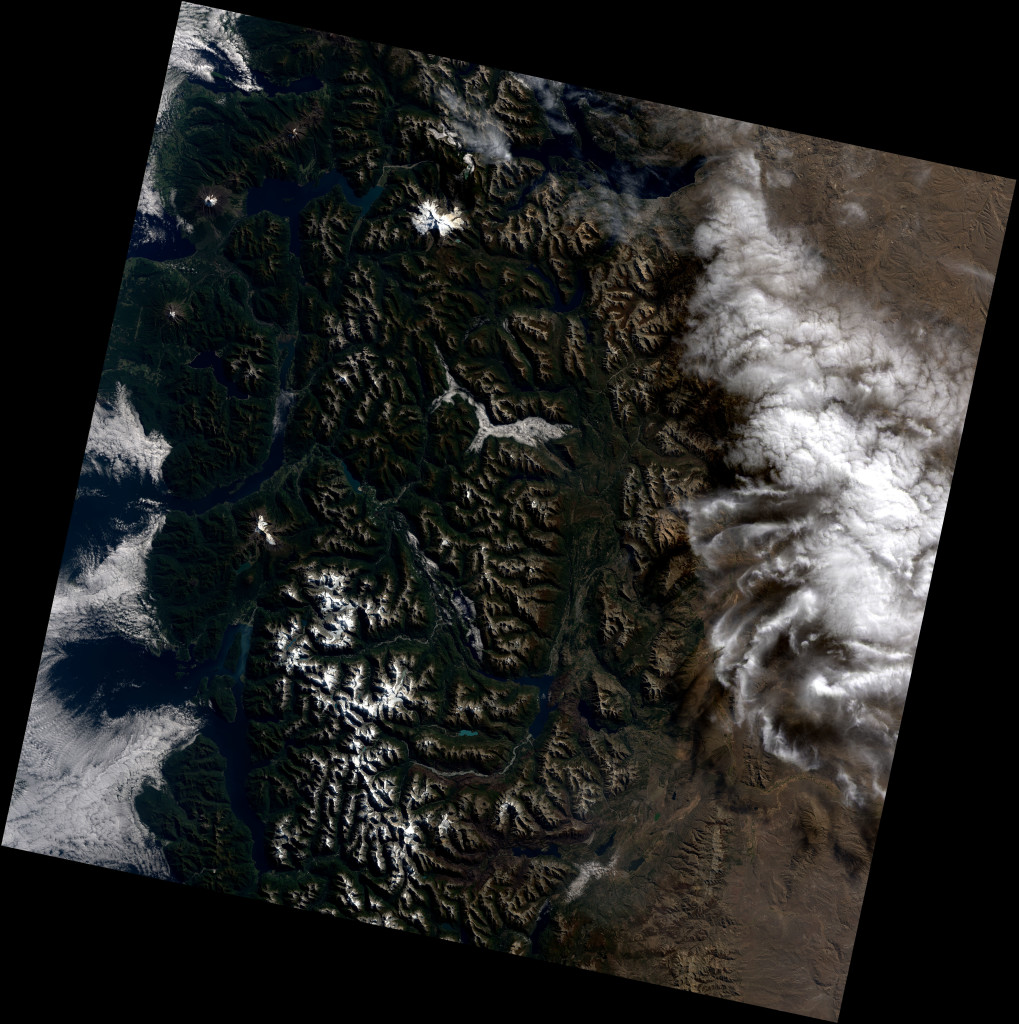 Imagen tomada por el Landsat 8 de la zona de Chile donde se encuentra Calbuco el pasado 11 de Abril de 2015. NASA.