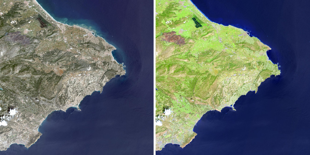 ¿A que ahora ves mejor las diferencias? Landsat/NASA.