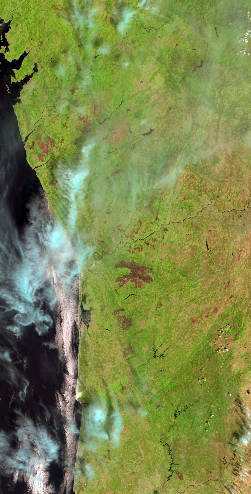 Portugal, visto desde el Landsat 8 el pasado 31 de Agosto. Landsat/USGS/NASA.